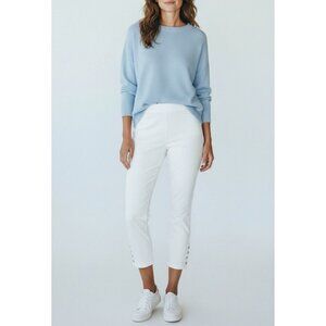 Express Sexy Stretch M Crop Leggings W/ Button Detail White